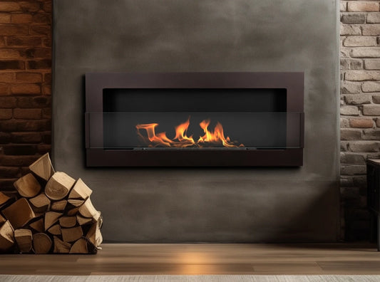 Biofireplace hanging with glass 900x400