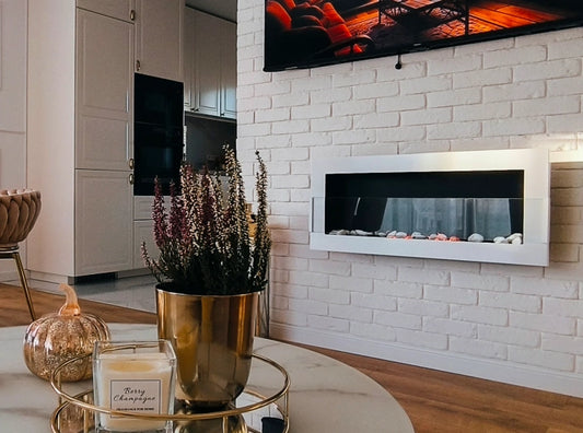 Biofireplace hanging with glass 900x400