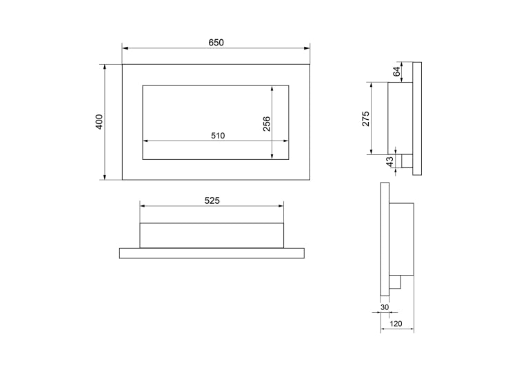 Biofireplace hanging 650x400 black structural matte