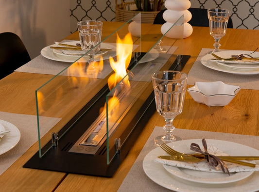 Biofireplace built-in inser 100cm black matte with glass