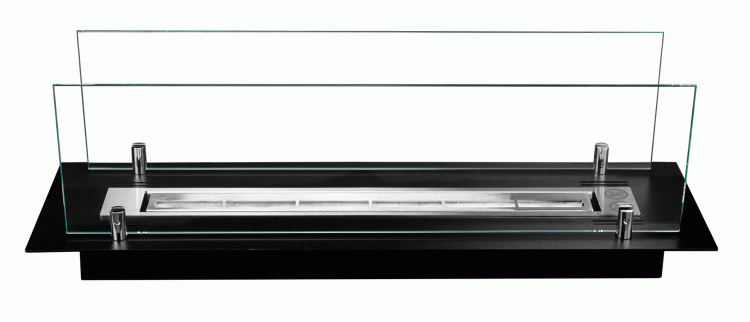 Biofireplace built-in insert 65 cm black matte with glass