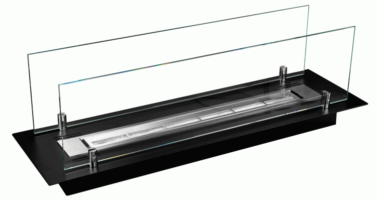Biofireplace built-in insert 65 cm black matte with glass