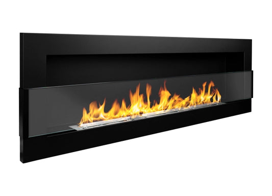 Biofireplace hanging with glass 1200x400 black structural matte