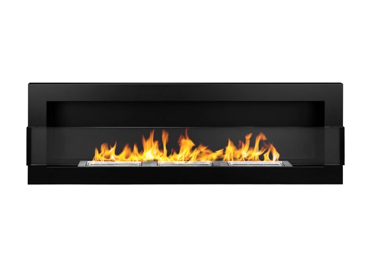Biofireplace hanging with glass 1200x400 black structural matte