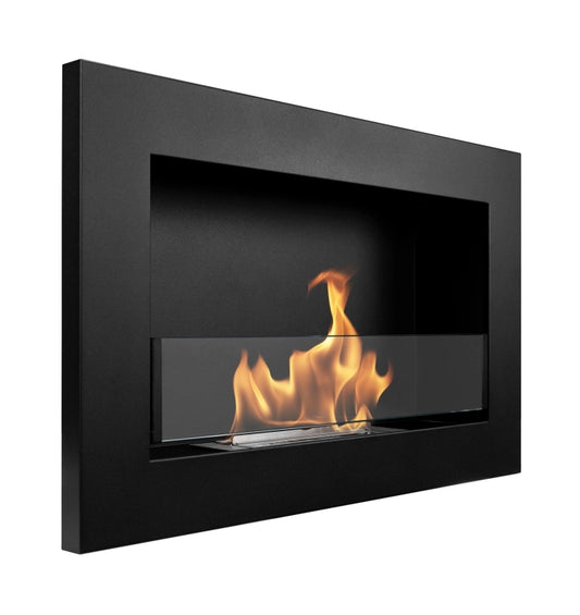 Biofireplace hanging with glass 650x400 Slim black structural matte