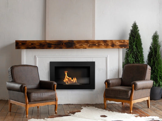 Biofireplace hanging with glass 650x400 Slim black structural matte