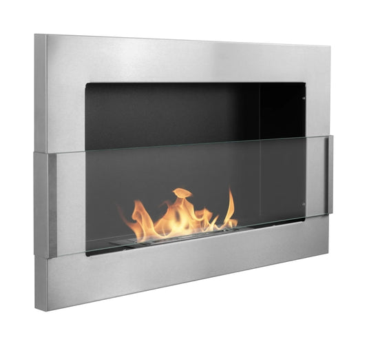 Biofireplace hanging with glass 650x400 inox