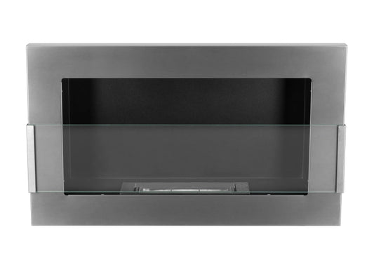Biofireplace hanging with glass 650x400 inox