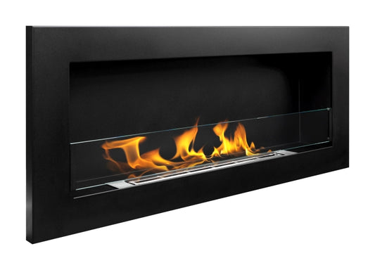 Biofireplace hanging with glass 900x400 Slim black structural matte