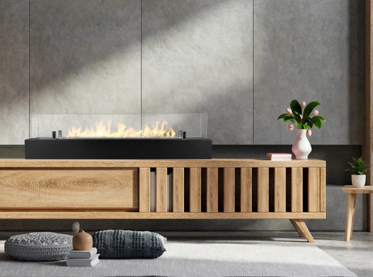 Biofireplace freestanding with glass 700 black matte