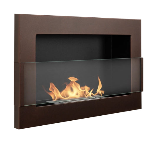 Biofireplace hanging with glass 650x400 brown